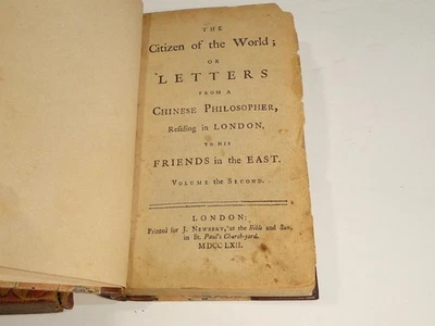1762 The Citizen of the World or Letters From a Chinese Philosopher Volume 2 Foto 1 de 4