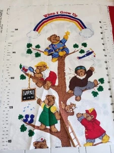 VIP Cranston Adorable Teddy Bear Grown Chart Fabric Wall Hang Craft Vntg 36x40  - Picture 1 of 8
