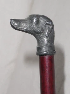 Vintage ca. 1940er Karnevalsstock ~ figürlicher Hund/Whippet oder Windhundkopf ~ Zinn - Bild 1 von 11