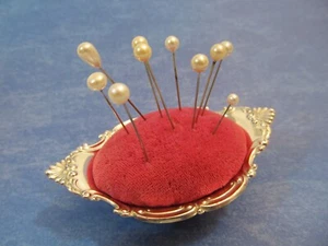Antique Gorham Sterling Silver Basket Pin Cushion #4780 with Vintage Pins - Picture 1 of 9