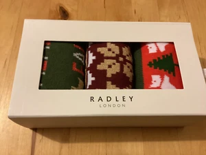 BNIB New Radley 3 Pairs Christmas Green Red & Gold Women’s Socks - One Size - Picture 1 of 6