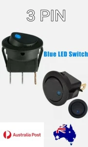 Interruptor de palanca basculante redondo AZUL luz de punto LED 12V 20A 3 pines coche barco - Imagen 1 de 2