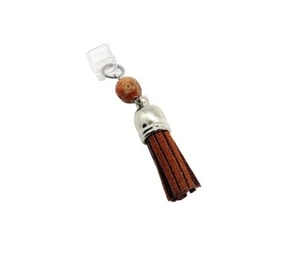 Brown Tassel Gemstone Dust Plug Phone Charm, USB C Type or iPhone Charm - Photo 1 sur 3