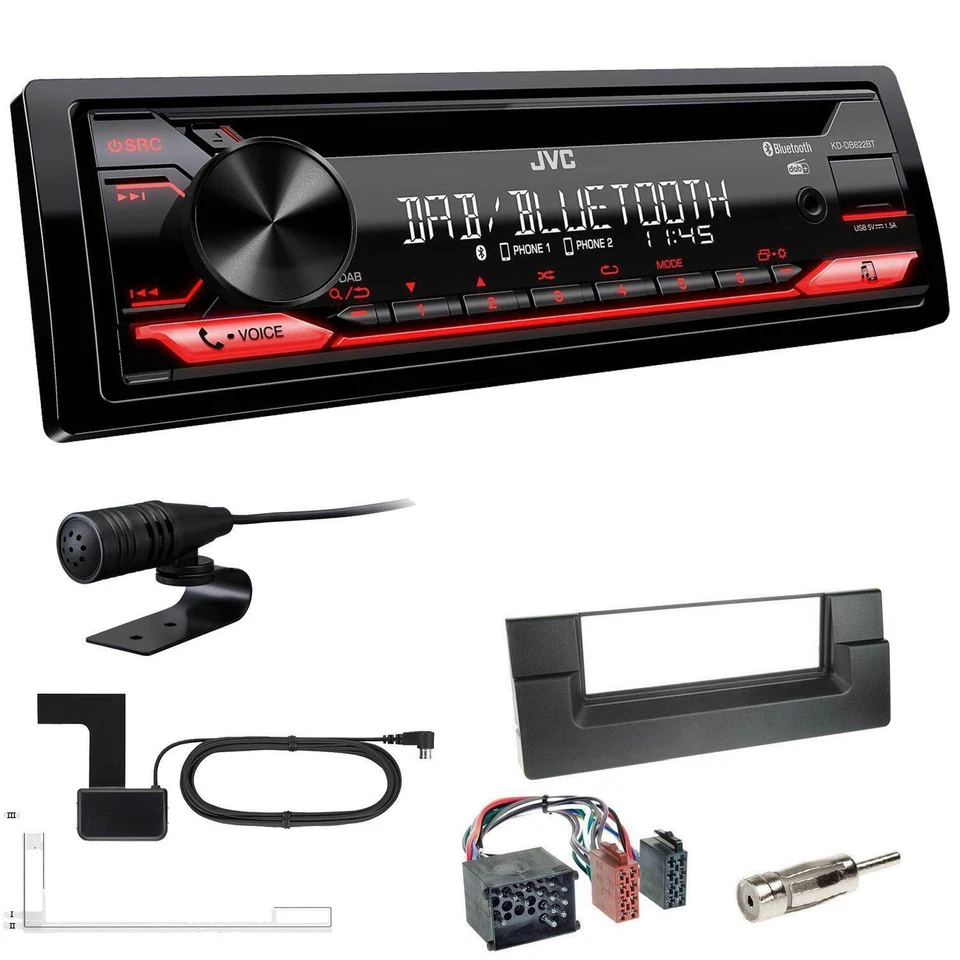 JVC KD-DB622BT DAB inkl Antenne Bluetooth USB Set für BMW 5er 1995-2000 schwarz - Bild 1 von 4