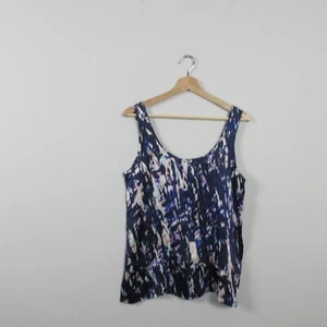 Club Monaco Womens Printed 100% Silk Tank Top Blouse Beach Purple Small S 52 - Picture 1 of 8