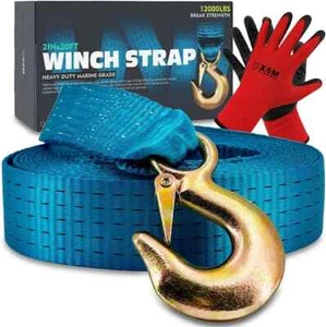 Boat Winch Strap with Hook Replacement 2" x 20 Feet-12000 Lbs Boat Winch Strap - Foto 1 di 5