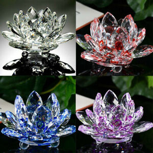 Candlestick HomeTea Light Crafts Lotus Flower Decor Crystal Glass Candle Holder