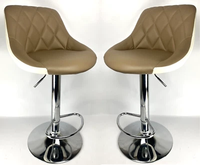 2er Set Barhocker Giovanni Barstuhl Bistrohocker drehbar Kunstleder Khaki NEU - Bild 1 von 4