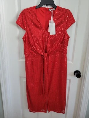 Grace Karin Womens Red Sequin Short Sleeve Mini Dress Size XL NEW - Image 1 of 4