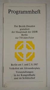 Cuaderno de programa Dresde felicita a la capital de la RDA Berlín z. 750 Aniversario Celebración - Imagen 1 de 6