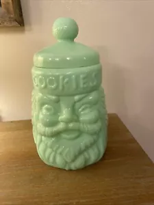 Cracker Barrel Jade Glas/Jadeit Weihnachtsmann Keksdose Vintage *Rarität* - Bild 1 von 11
