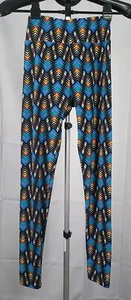 LuLaRoe Aztec Tribal Pattern Womens Leggings One Size Blue Yellow Red - Picture 1 of 7