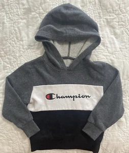 Champion Script Toddler Color Block Hoodie Sweatshirt, 4T, Cotton Blend - Picture 1 of 2