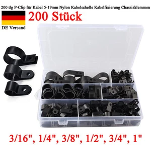 200 tlg P-Clip für Kabel 5-25mm Nylon Kabelschelle Kabelfixierung Chassisklemmen - Bild 1 von 14
