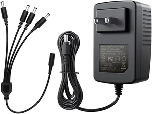 12V 2A 100V-240V US AC to DC Power Supply Adapter & 4-Way Power Splitter Cable f - Picture 1 of 12