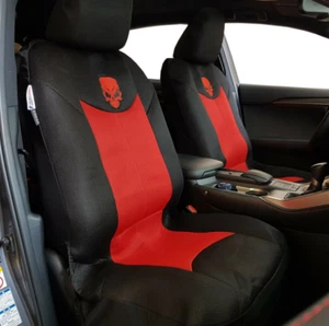 Schwarz Rot Totenkopf 3D Air Mesh Auto Vordersitzbezug 2 Stück für Toyota Tacoma - Bild 1 von 5