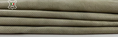 KHAKI GREEN DISTRESSED PINHOLES PERFORATED Soft Lamb leather 6sqf 0.8mm #C1513 - Image 1 of 4