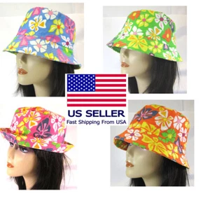 PICK 1 --FLOWER DESIGN BUCKET HAT GARDENNING HIKING LINED COTTON --HT29200A - Picture 1 of 7