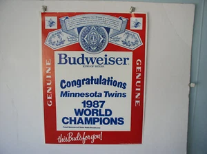 1987 Minnesota Twins Bud Poster N O S 26 x 20 Zoll - Bild 1 von 1