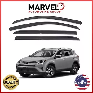 For Toyota RAV4 2013-2018 Black Window Sun Vent Visor Rain Guard Deflector - Picture 1 of 3
