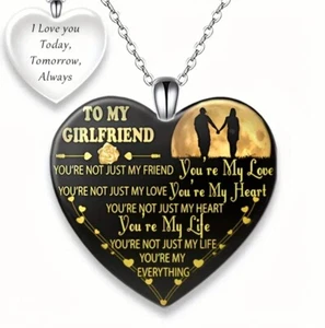 To My Girlfriend Glass Heart Pendant Necklace - Picture 1 of 4