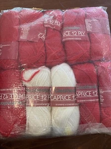Yarn Bulk! 10x 50g Balls Cleckheaton caprice 12ply Mohair Blend Red And White - Picture 1 of 3