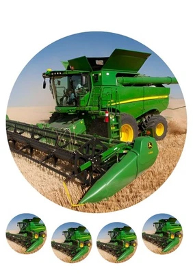 Traktor Maschine  Essbar Zuckermasse Tortenbild Tortenaufleger + 4 Muffin - Bild 1 von 4