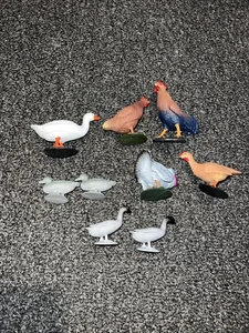 VTG Chicken Rooster Goose Turkey Birds Fowl Plastic Miniature Toy Figures Lot 9 - Picture 1 of 7