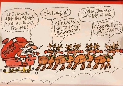 Vintage Carlton 20 Funny Christmas Cards w/Envelopes (1 Design)  Santa Sleigh   - Image 1 of 4