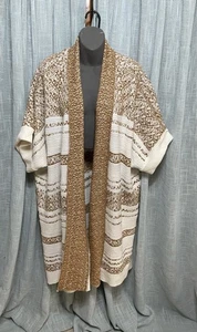Ava & Viv 4X Cardigan Pullover vorne offen Staubtuch braun und creme marmoriert - Bild 1 von 13