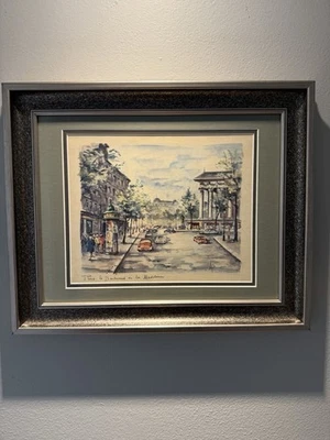  Vintage Watercolor Of Paris Matted, Framed And Signed  - Image 1 of 4