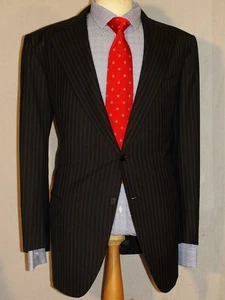 MEN'S SARTORIA SABINO NAPOLI 1928 BESPOKE PINSTRIPE SUIT UK 46L,W38, XL31 - Picture 1 of 12