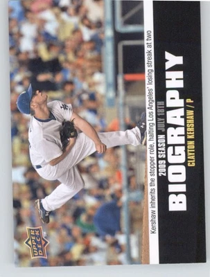 2010 Upper Deck #SB-121 Clayton Kershaw Season Biography - Image 1 of 2