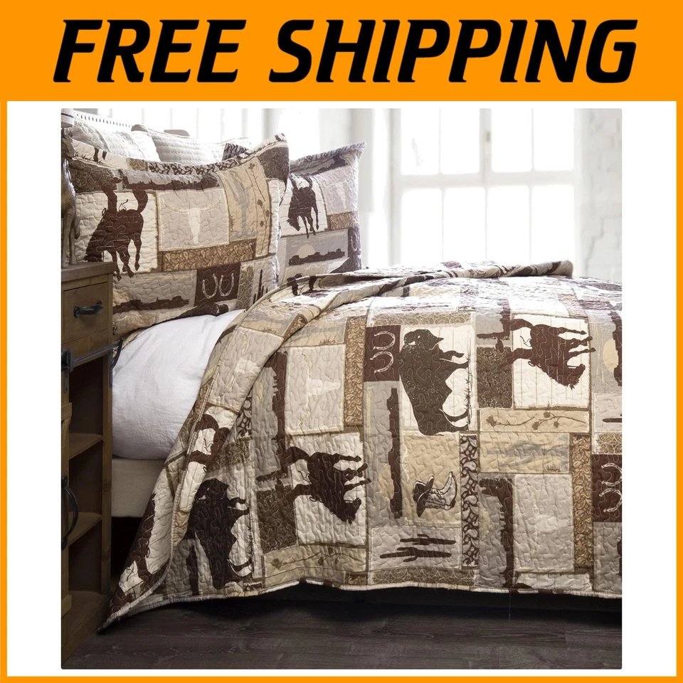 Carstens Home Wrangler Vintage Cowboy King Quilt Set - 3-Piece - JW274
