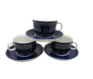 Arabia Of Finland Valencia 3 Sets Demitasse Cup & Saucer Ulla Procope Espresso - Picture 1 of 13