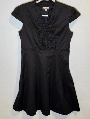 Vestido midi Merona negro manga gorra con volantes escote en V talla 10 negro Foto 1 de 4