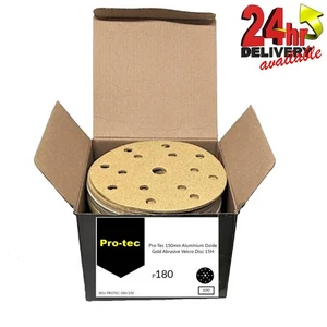 Pro-Tec Gold Grip 150 mm 6" 15 Loch DA Schleifscheiben Box mit 100 - P180 - Bild 1 von 1
