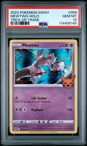 2022 POKEMON SWORD & SHIELD BRILLIANT STARS #056 MEWTWO-HOLO PSA 10 - Picture 1 of 2