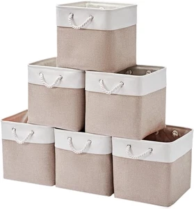 Cubos de almacenamiento de 12 x 12 pulgadas, paquete de 6 grandes blancos y beige-12x12x12  - Imagen 1 de 6