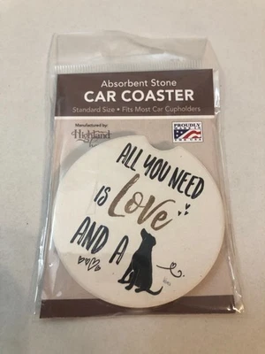 3-дюймовые автомобильные подставки Highland Absorbent Stoneware «Все, что вам нужно, это любить собаку» новые - Изображение 1 из 4