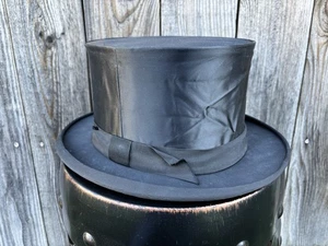 Antique Kruco Men's Black Folding Cylinder Magician Top Hat Made In Germany - Picture 1 of 9