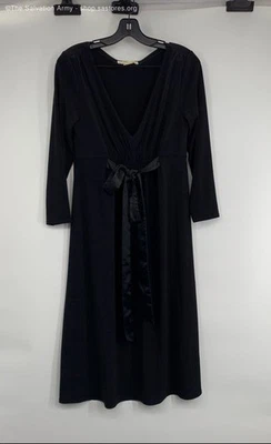 Vestido para mujer Michael Kors negro manga larga cuello en V calce y acampanado talla mediana Foto 1 de 4