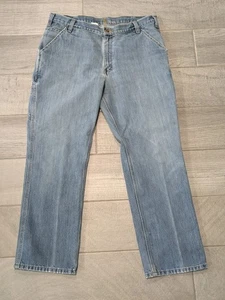 VTG Carhartt Jeans Mens 38x30 Blue Denim Relaxed Fit Carpenter Distressed Y2K - Picture 1 of 16