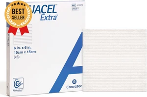 Medicazione Assorbente in Idrofibra, 6"X6", Scatola da 5Ct, Non Tessuto per Ferite Moderate - Foto 1 di 12