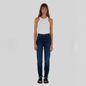 Jeans donna Levis Premium anni 70 vita alta slim dritto lavaggio scuro denim taglia 27 - Foto 1 di 16