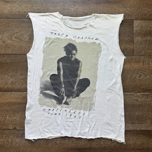 Vintage Mens XL White Tracy Chapman 1990 Crossroads Tour Cut Relaxed Fit Shirt - Picture 1 of 12
