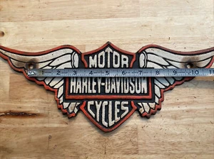 Harley Davidson Motorcycle Sign Plaque Garage Cast Iron Fatboy Indian Collector - Picture 1 of 12