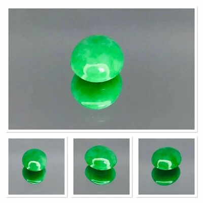 Cabujón de jadeíta verde imperial birmano 1,30 quilates RARO sin tratar verde vivo Foto 1 de 4