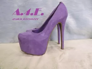 Ami Clubwear Purple Suede platform heels. Size Womens 10 Mens 8.5 - Picture 1 of 14