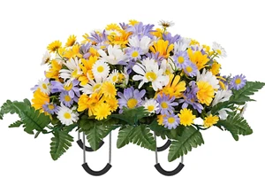 Fake Flowers Christmas Grave Decorations for Cemetery Grave Wreaths for Cemet... - Picture 1 of 9